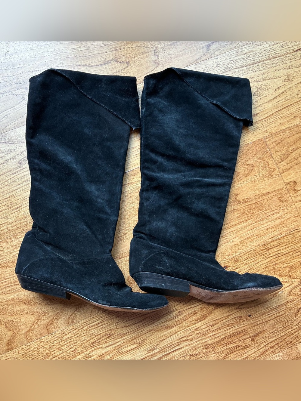 Vintage 80s Zodiac Black Suede Knee-High Women's Boots women 7 M - Picture 2 of 8